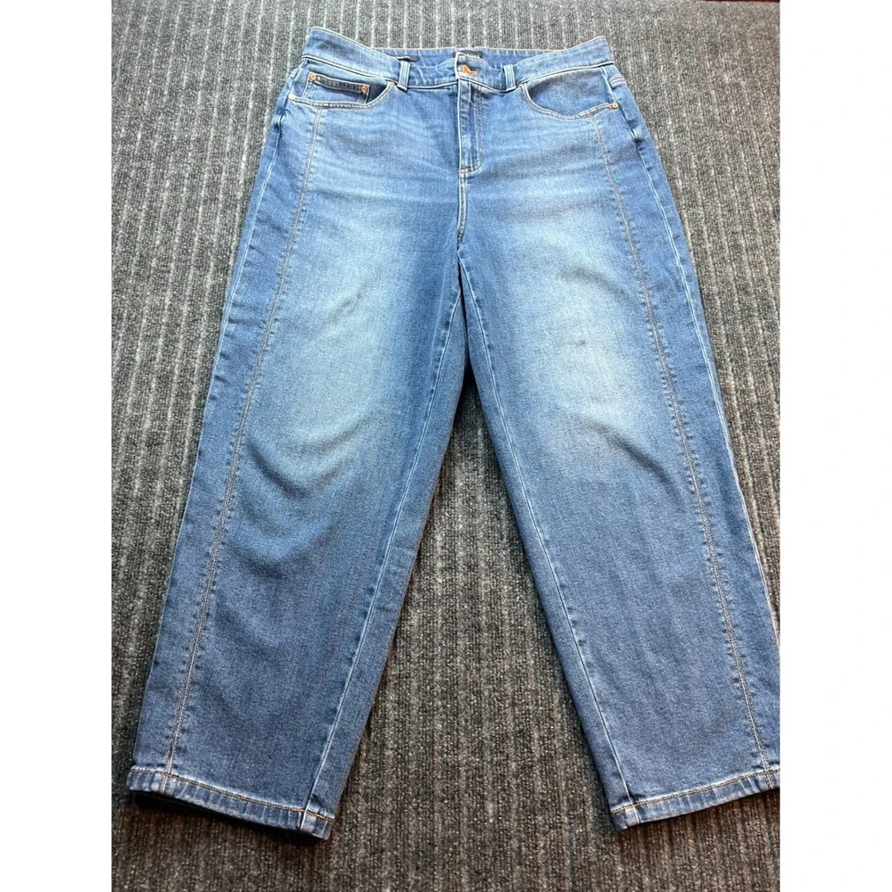 TALBOTS Relaxed Barrel Jean‎ Womens 14 Quinn Wash Blue Tencel Blend High Rise